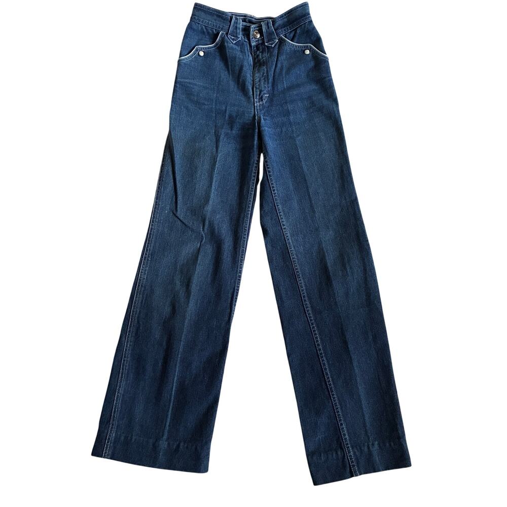Vintage Bluprints Wide Leg Jeans Womens 3 Blue Dark Wash Denim Hongkong Retro